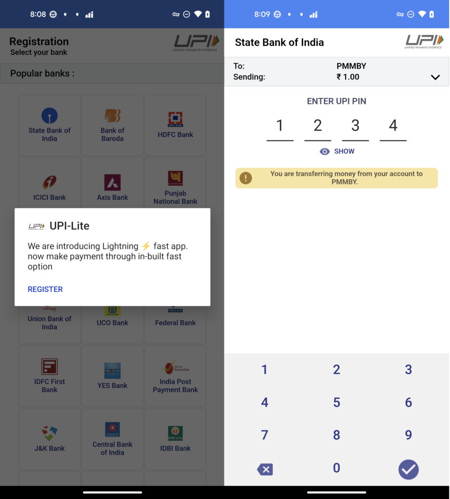 ENTER UPI PIN