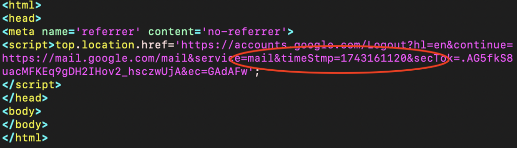 Landing page with hard coded timestamp