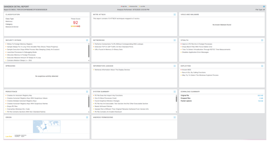 Zscaler Cloud Sandbox report for YiBackdoor.