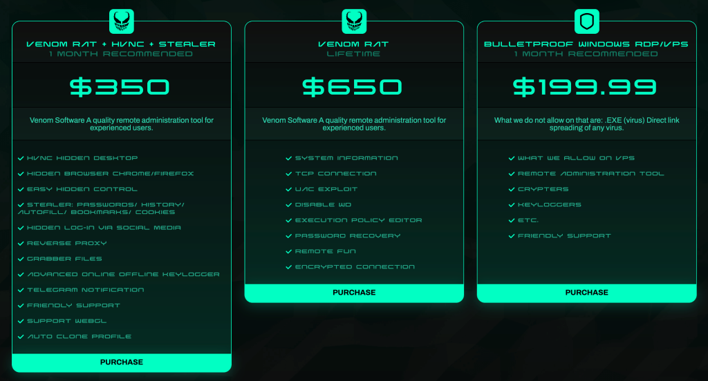 VenomRAT packages