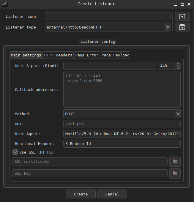 Beacon HTTP builder UI