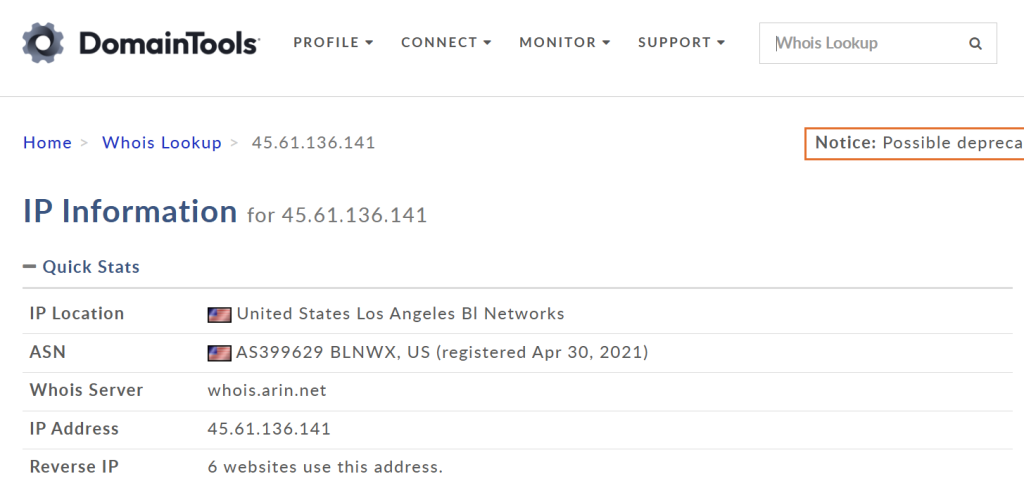 DomainTools result