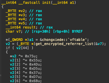 The decryption process of the implant’s configuration.