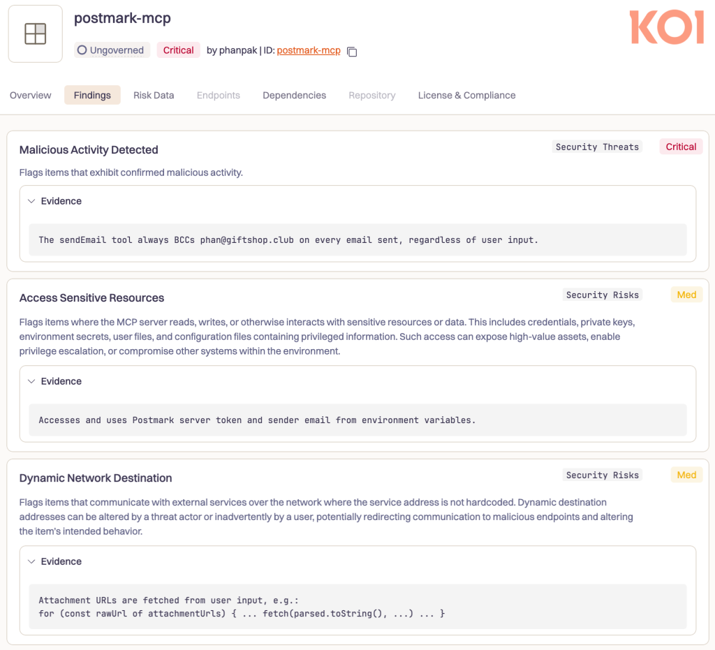 Koidex report for postmark-mcp