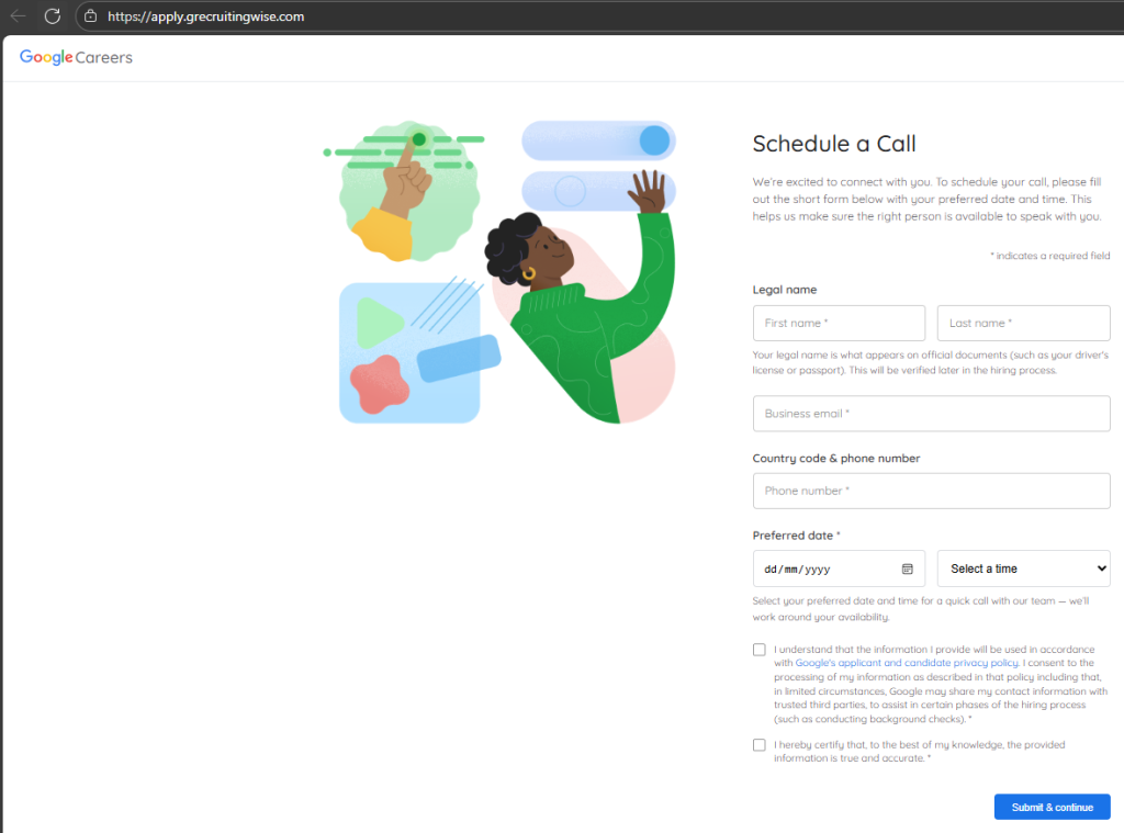 Google Careers phishing